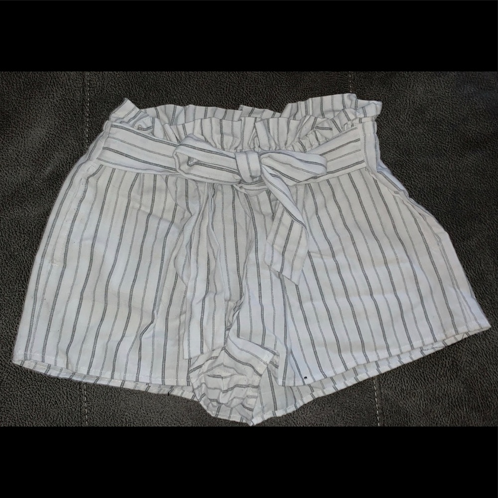 Stripped paper bag shorts